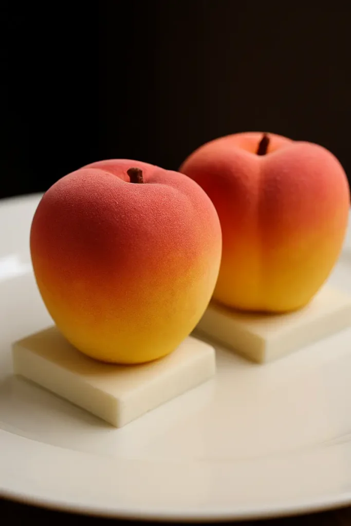 Peach Shaped Pastry 10 Two natural-colored peach shaped cookies made without liqueur
