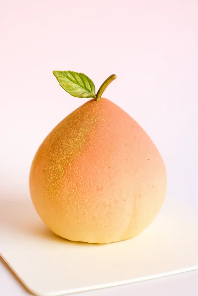 Peach Shaped Pastry 8 A single peach shaped cookie with soft texture and flawless color gradient