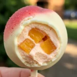 Peach Shaped Ice Cream: 5 Amazing Recipes 10 Fresh peach slices and vanilla custard base in clear blender pitcher for homemade peach shaped ice cream recipe