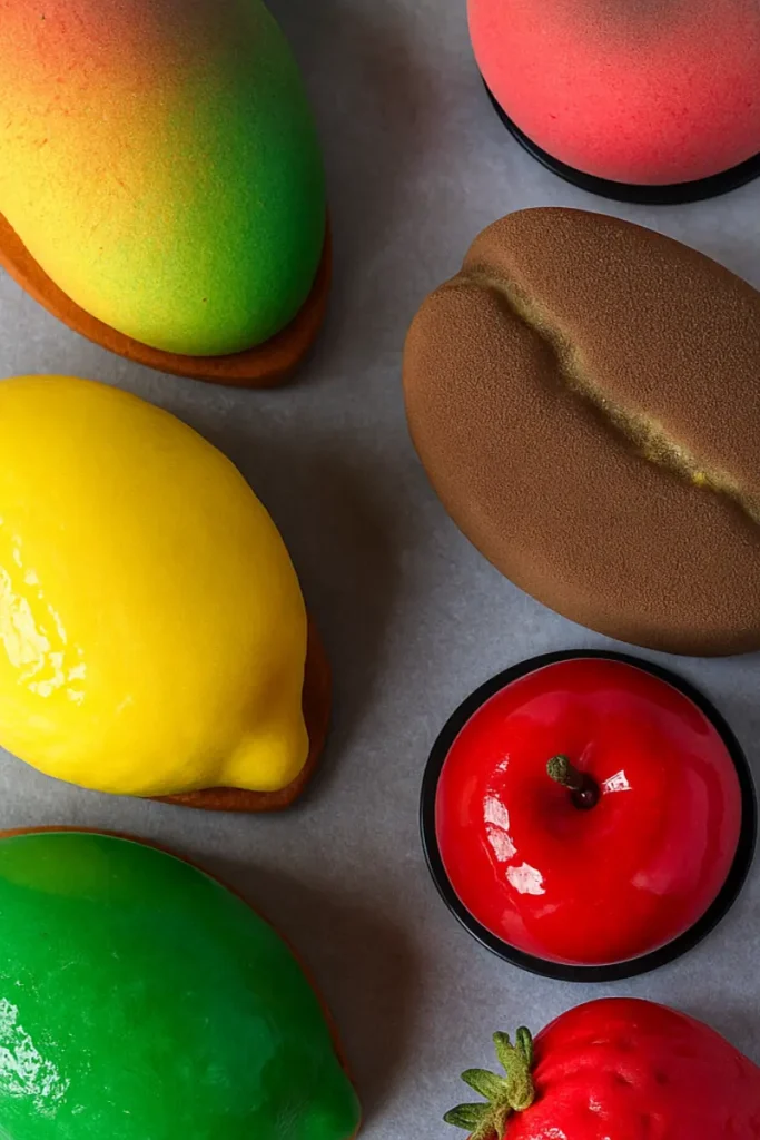 Fruit Shaped Dessert – 8 Easy Ways To Impress Guests At Home 14 Collection of realistic fruit shaped mousse cakes including mango, lemon, strawberry, and apple