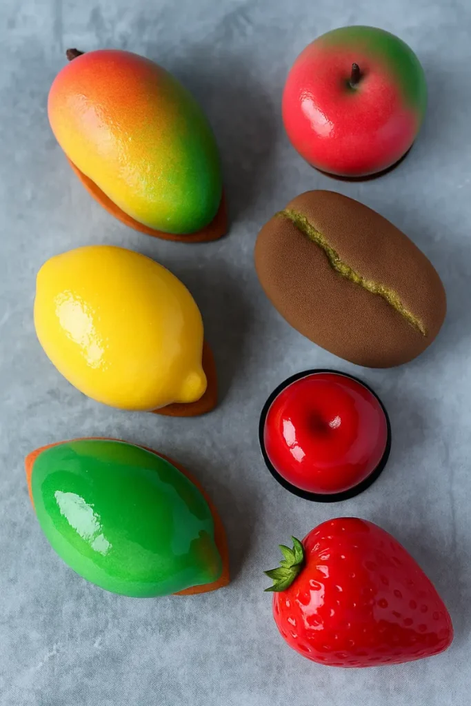 Dessert Shaped Like Fruit: Pastries That Will Amaze You 10 Collection of peach, pear, and mango styled mousse desserts