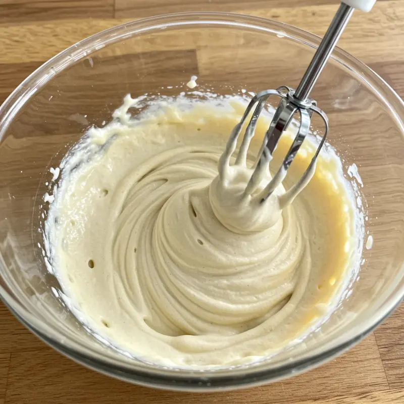 Banana Shaped Ice Cream Dessert: 3 Viral and Delicious Recipes 10 Whipping banana cream in a glass bowl with a hand mixer