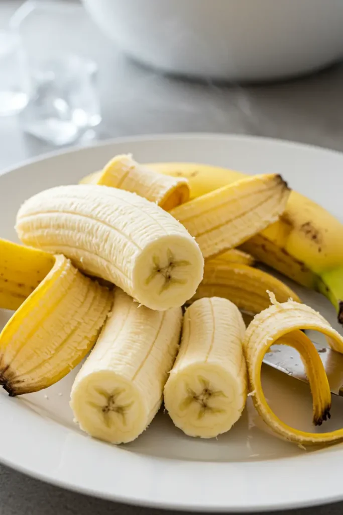 Banana Shaped Pastry 14 Peeled bananas prepared for banana shaped pastry recipe