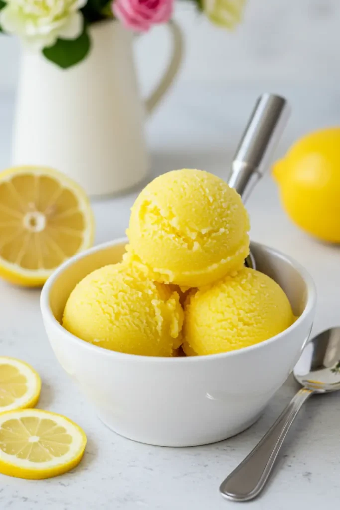 Meyer Lemon Ice Cream Magic: Rich, Lush & Dairy-Free 11 Meyer lemon gelato served with mint, lemon slices, and crumb topping