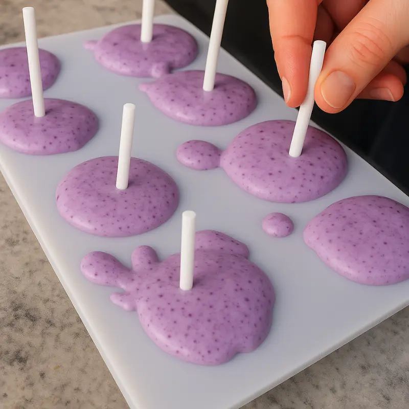 Blueberry Shaped Ice Cream: Full Recipe & Where to Buy 15 Laying sticks into blueberry ice cream molds