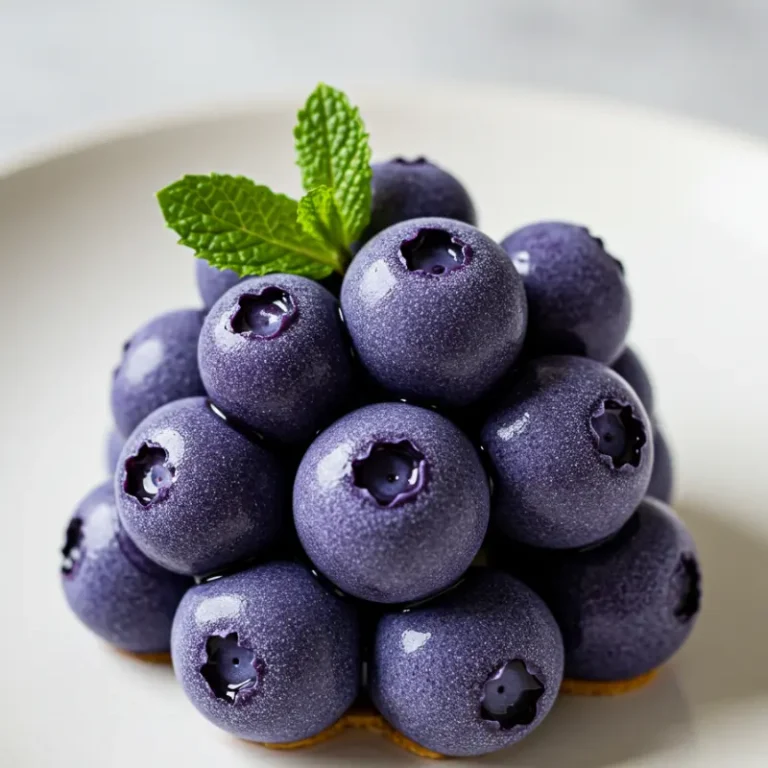Blueberry shaped Pastry 11 Blueberry pastries in molds resting on a tray inside the freezer