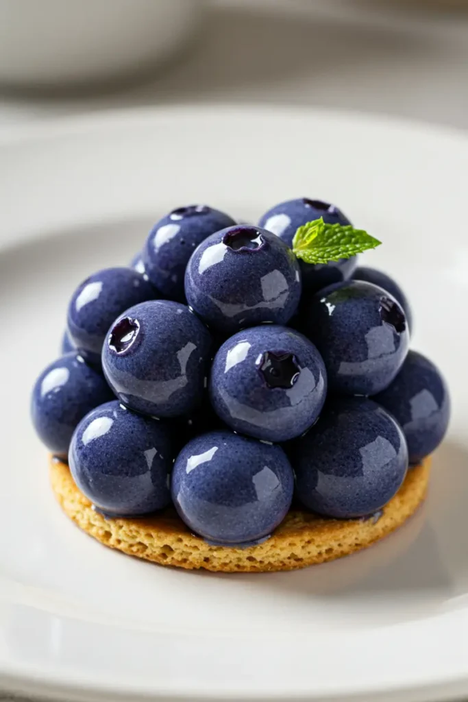 Blueberry shaped Pastry 20 Blueberry shaped pastries arranged on a serving tray