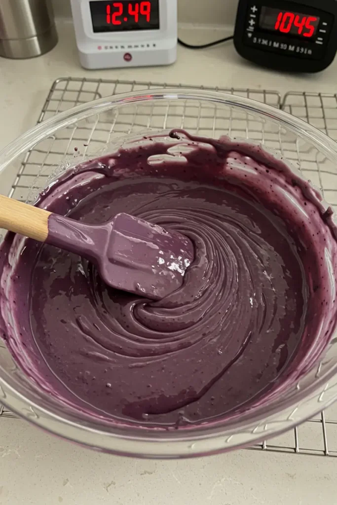 Blueberry shaped Pastry 17 Dough being filled with blueberry cream for blueberry shaped pastry