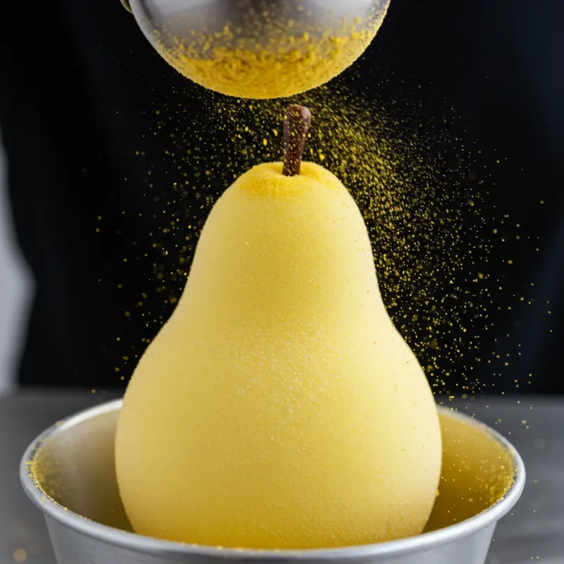 Pear Shaped Ice Cream: Where to Buy it & How to Make it at Home 16 white chocolate dipped pear shaped ice cream dusted with pear powder