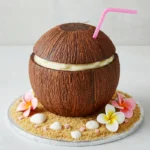 Coconut Shaped Pastry 1 Coconut shaped pastry with creamy coconut filling bursting from the center