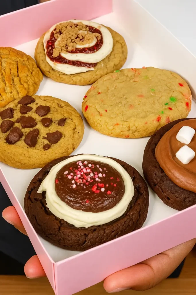 New Crumbl Cookie Kardashian Flavor: Ingredients and Cost 13 Colorful selection of Crumbl Kardashian cookies with frosting and toppings