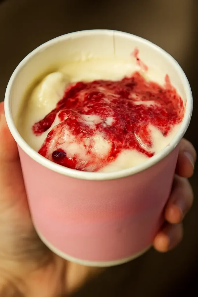New Crumbl Cookie Kardashian Flavor: Ingredients and Cost 14 Crumbl Cookie Kardashian berry dessert held by a woman in a pink shirt
