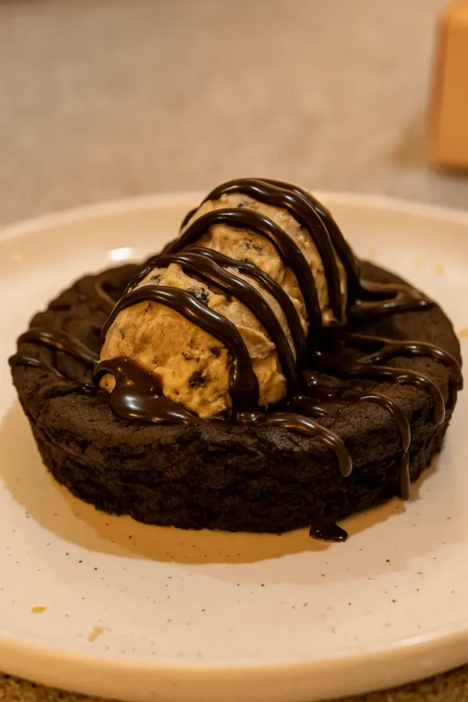 Crumbl Kardashian Cookies: 6 Delicious Picks to Try Right Now 11 A dark chocolate Crumbl Kardashian Cookie topped with scoops of cookie dough