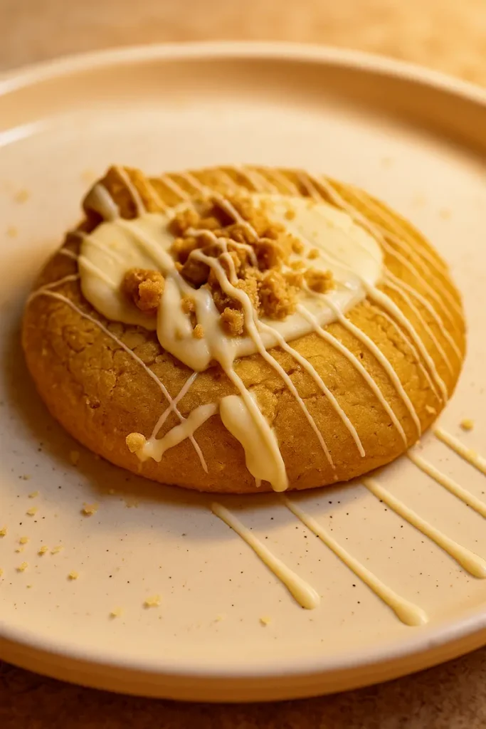 Crumbl Kardashian Cookies: 6 Delicious Picks to Try Right Now 14 A Crumbl Kardashian Cookie with white icing and crumble topping
