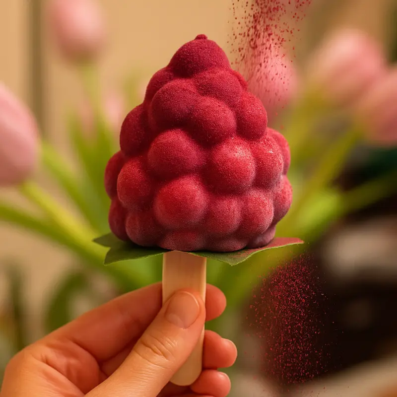 Grape Shaped Ice Cream: Easy Recipe & Where to Buy 15 Grape shaped ice cream coated in white chocolate with red grape powder being dusted