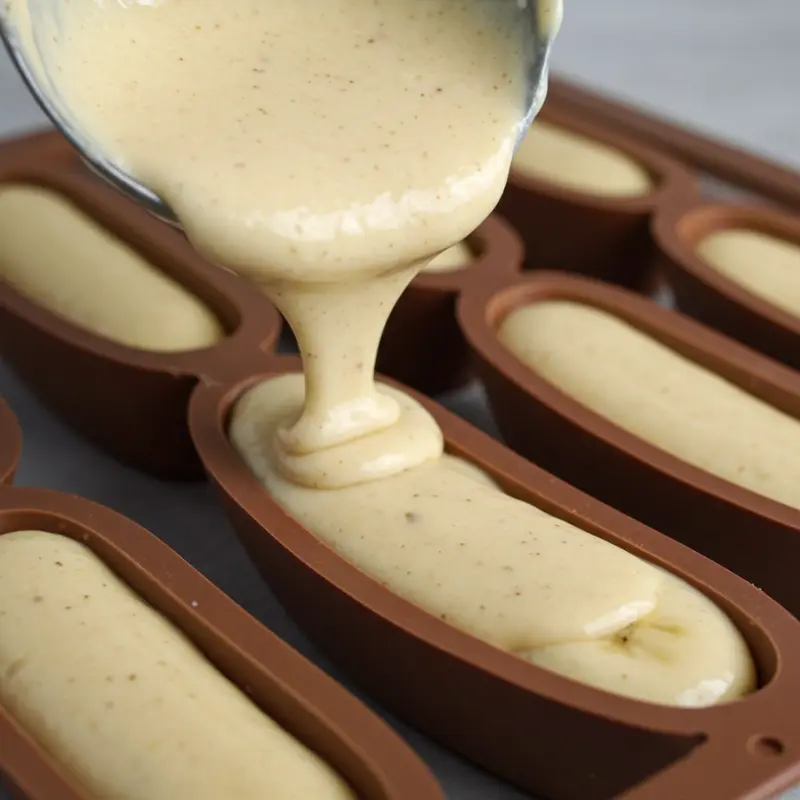 Banana Shaped Ice Cream Dessert: 3 Viral and Delicious Recipes 11 Ladling banana cream into silicone molds