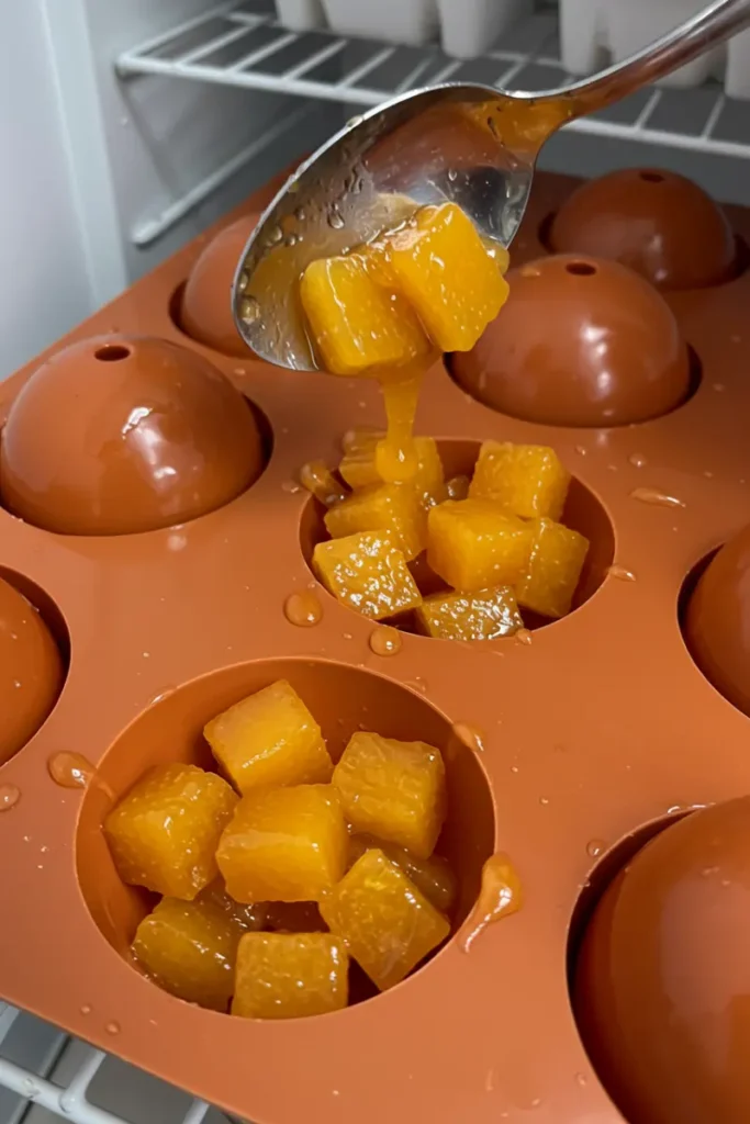 Orange Shaped Pastry 17 Orange Shaped Pastry silicone molds filled with citrus marmalade