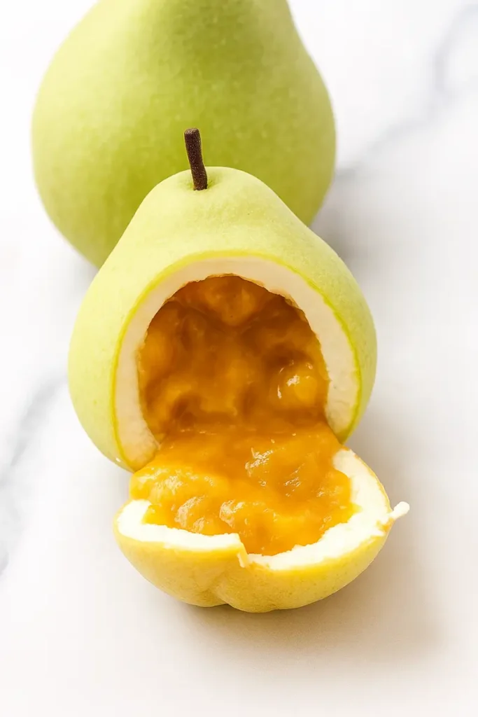 Pear Shaped Pastry 13 Juicy mango filling inside a pear shaped dessert