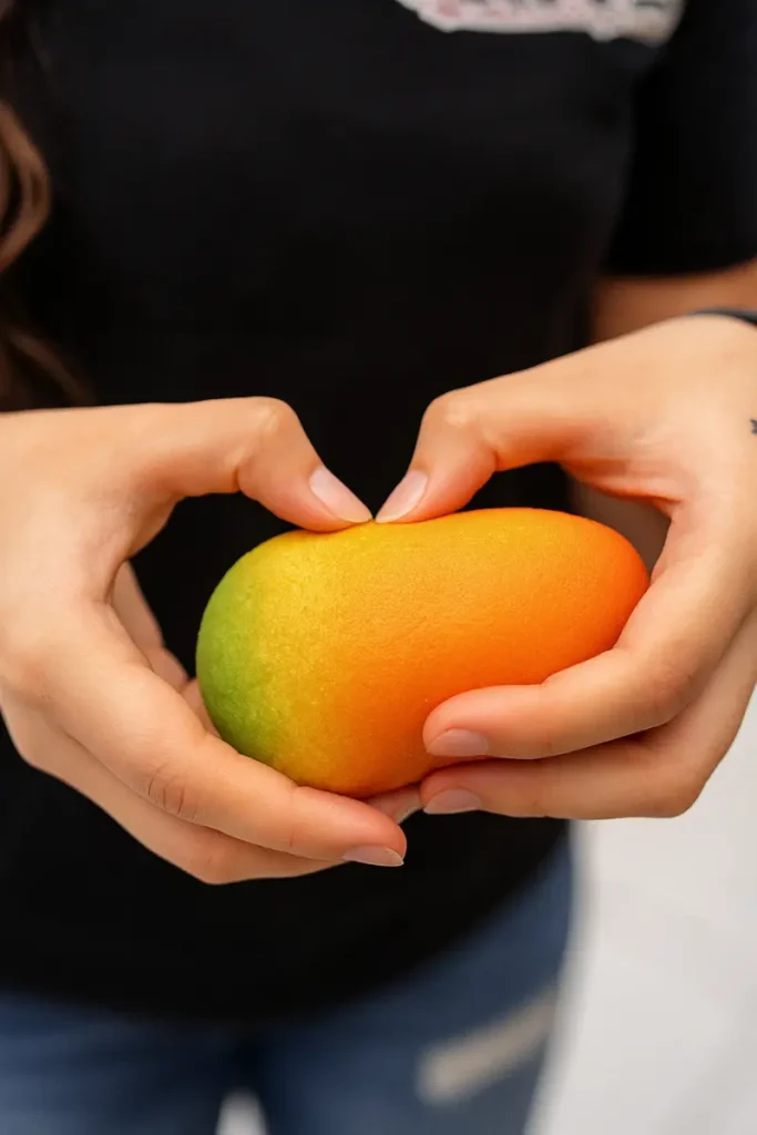Mango Shaped Pastry 10 Hands gently shaping a realistic mango-shaped pastry