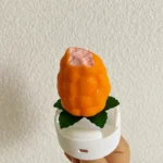 How To Make Orange Shaped Ice Cream 9 Half-bitten orange shaped ice cream revealing pink filling