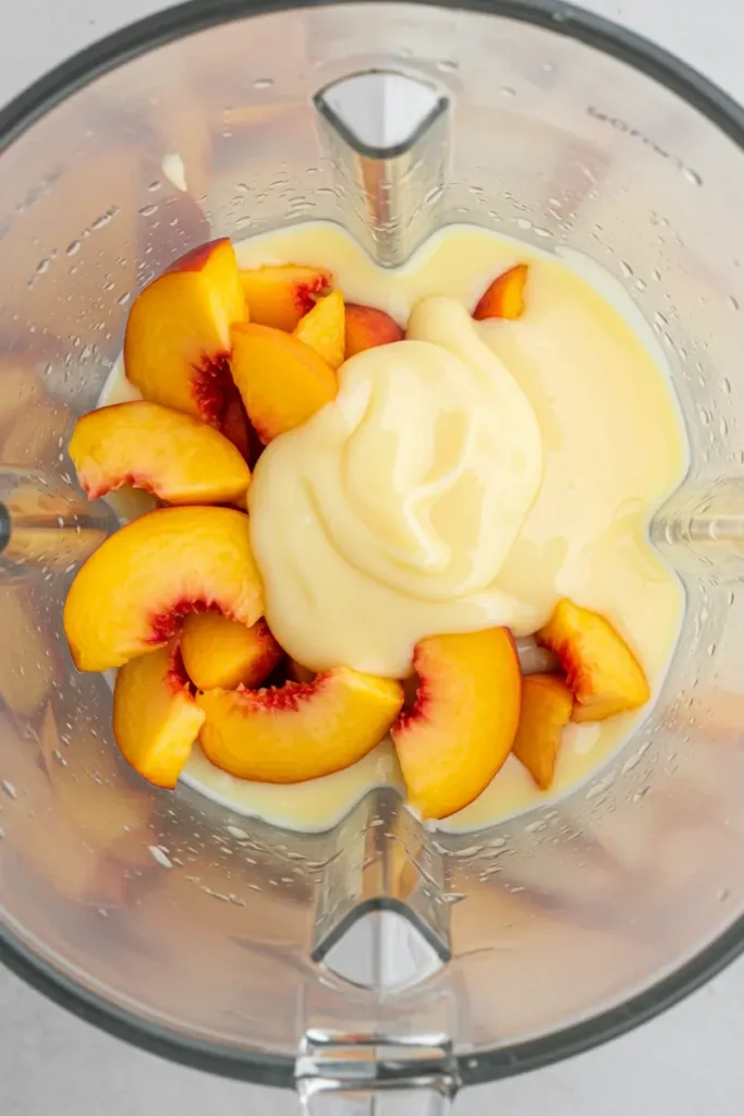 Viral Peach Ice Cream Recipe 21 fresh peach chunks and condensed milk blended for viral peach ice cream