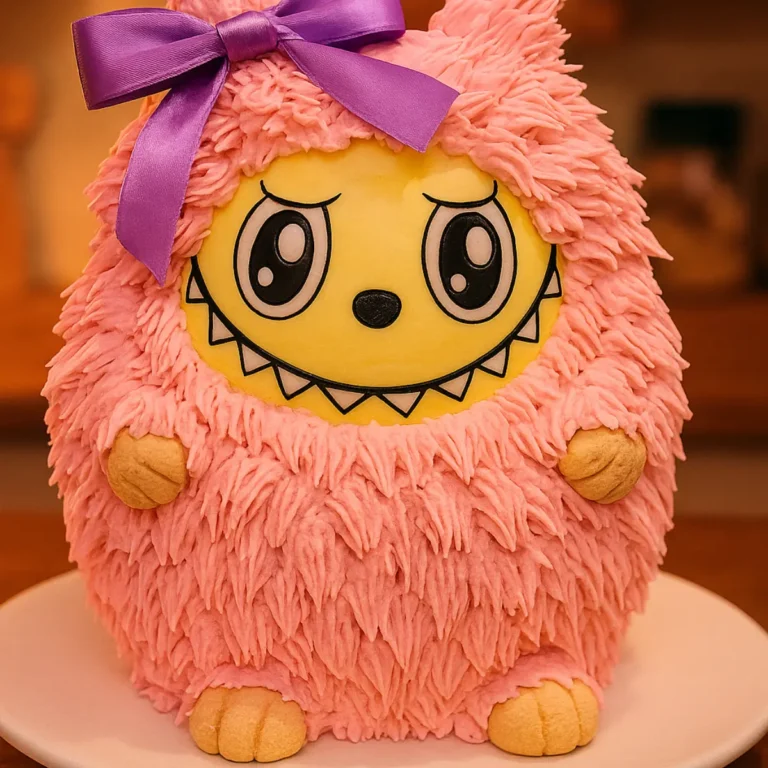 Labubu Ice Cream Cake: The Most Wanted Viral Treat 11 labubu ice cream cake with pink frosting and purple bow