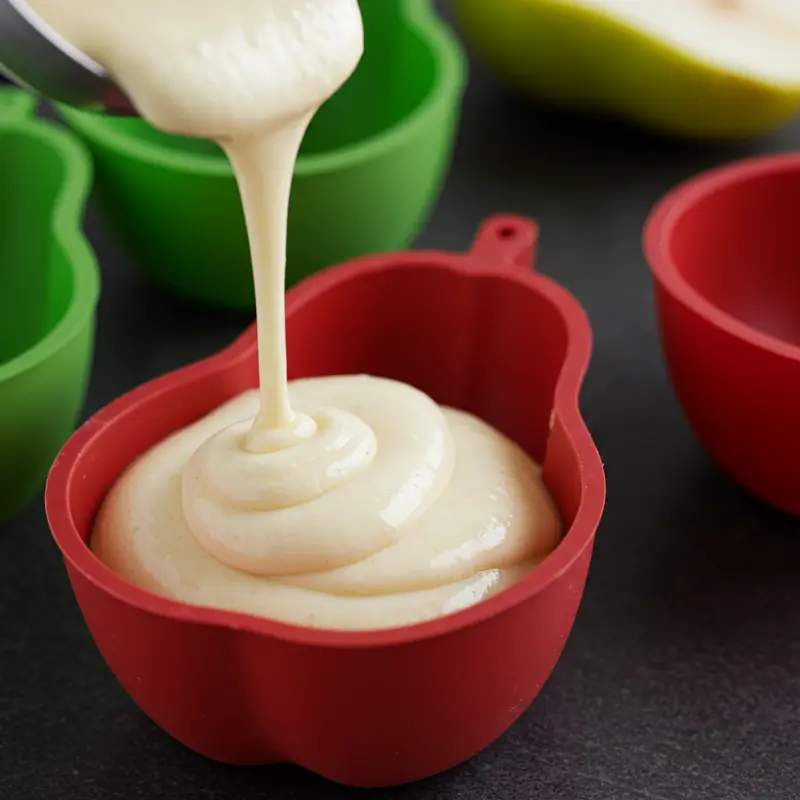Pear Shaped Ice Cream: Where to Buy it & How to Make it at Home 13 creamy mousse mixture being ladled into pear shaped molds