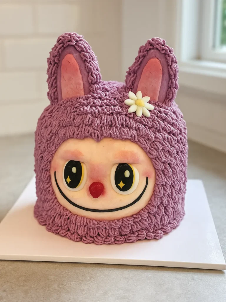 Labubu Ice Cream Cake: The Most Wanted Viral Treat 14 labubu ice cream cake in purple with floral ear detail