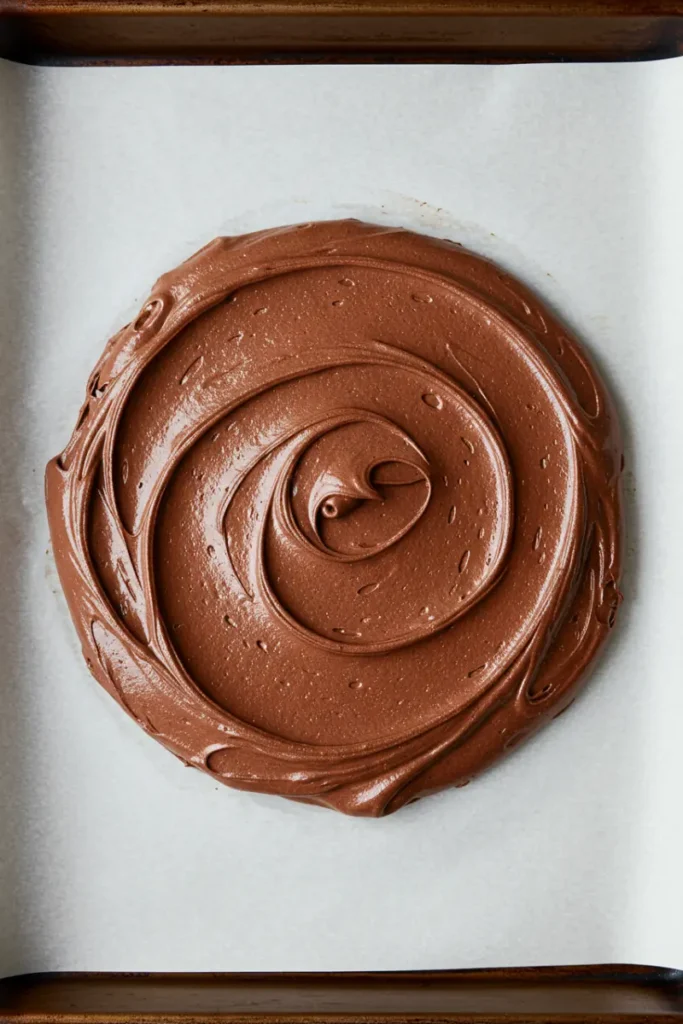 Nigella Chocolate Pavlova: Make Easy Sweet Recipe 18 Chocolate meringue spread into a circle on parchment paper