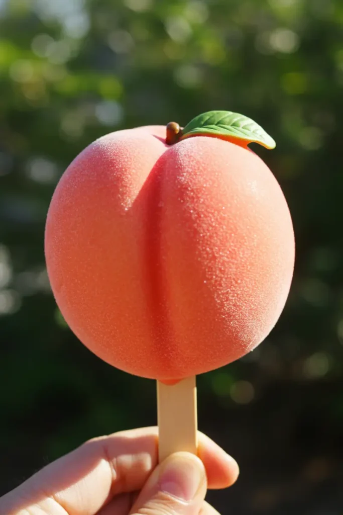 Viral Fruit Ice Cream: 5 Surprising Reasons It's Trending 15 hand holding peach-shaped viral fruit ice cream on stick
