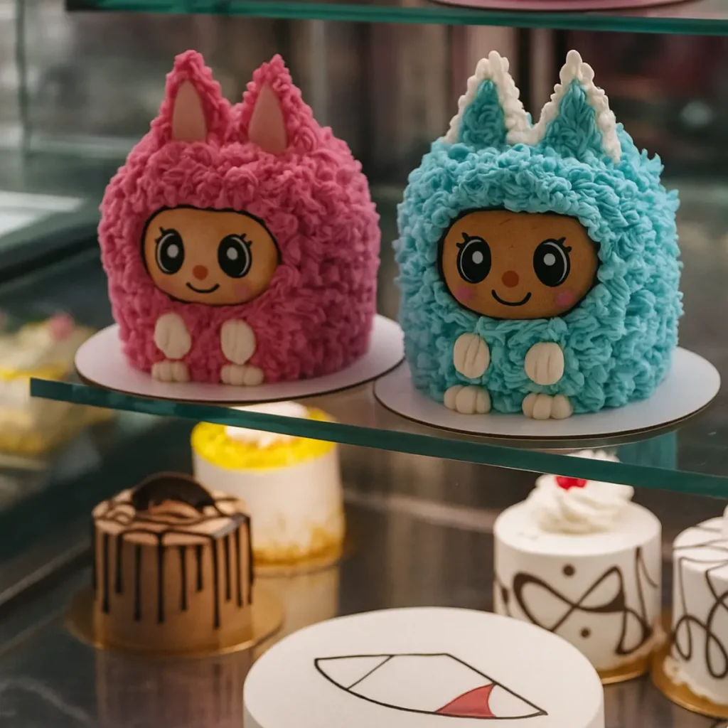 Where to Buy Labubu Cake from Baskin Robbins Near You 1 Multiple Labubu cakes in different frosting colors displayed in-store