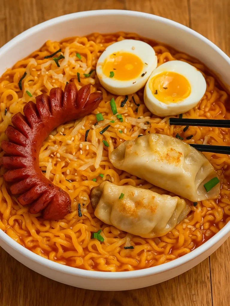 Buldak Ramen Mukbang Recipe With No Mercy Heat 10 buldak noodles with creamy sauce and rich cheese mix