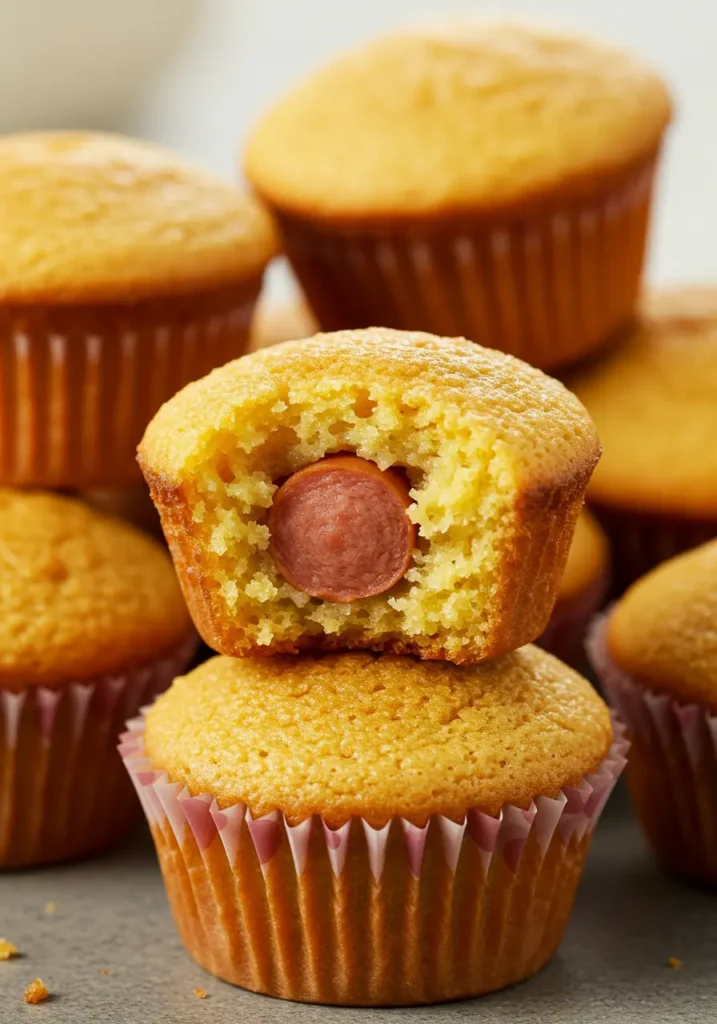 35 Super Easy Snack Ideas for School 23 Mini corn dog muffins in a basket, a fun and easy snack idea for school.