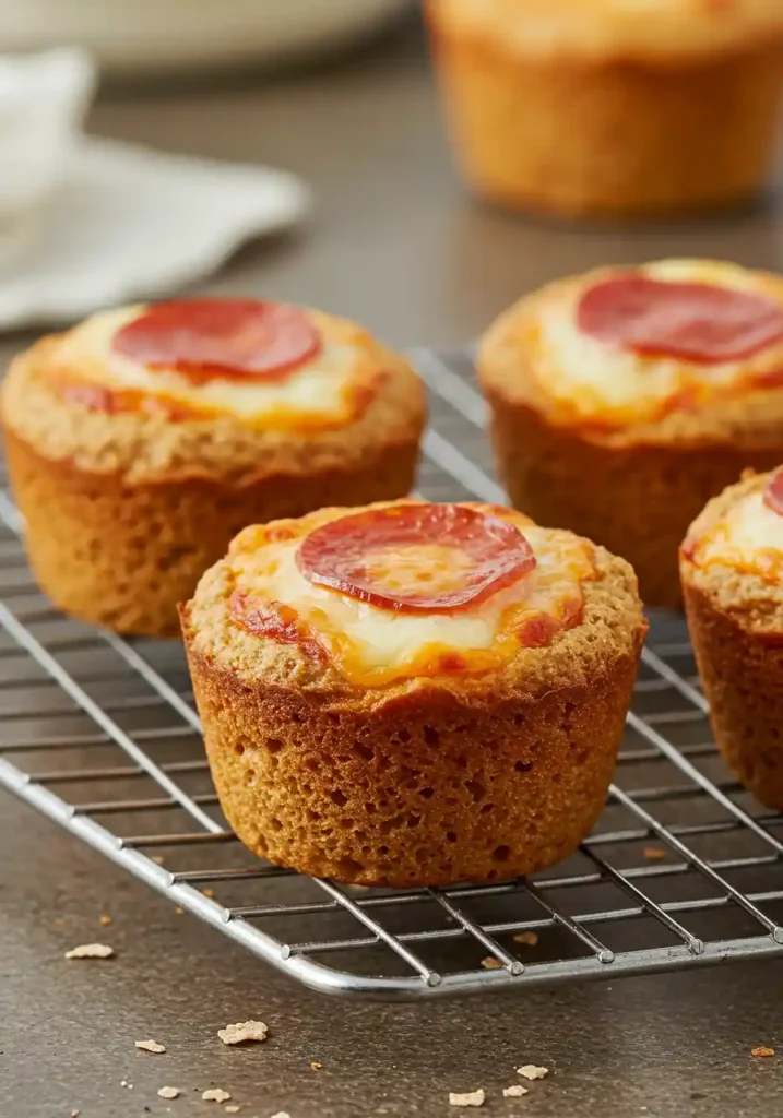 35 Super Easy Snack Ideas for School 18 Mini whole wheat pizza muffins cooling on a rack, a fun and easy snack idea for school.