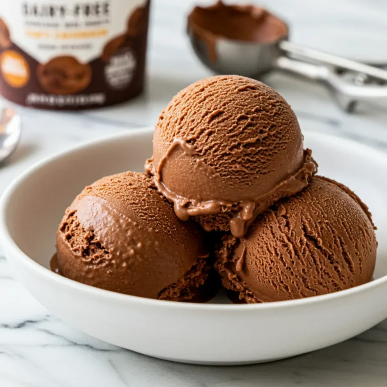 Easy Dairy Free Ninja Creami Recipes (So Creamy!) 19 A single perfect scoop of decadent chocolate ice cream from a dairy free ninja creami recipe.