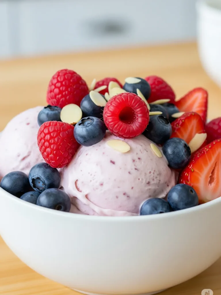 Scooping a perfect ball of vanilla ice cream from a full pint container, demonstrating a successful ninja creami recipe.