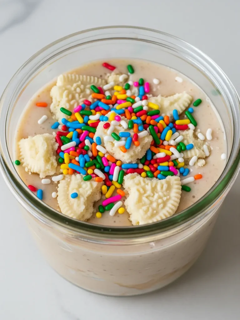A collection of ingredients for a low-calorie recipe on a countertop: a carton of almond milk, a scoop of vanilla protein powder, and a liquid sweetener next to a Ninja Creami pint.