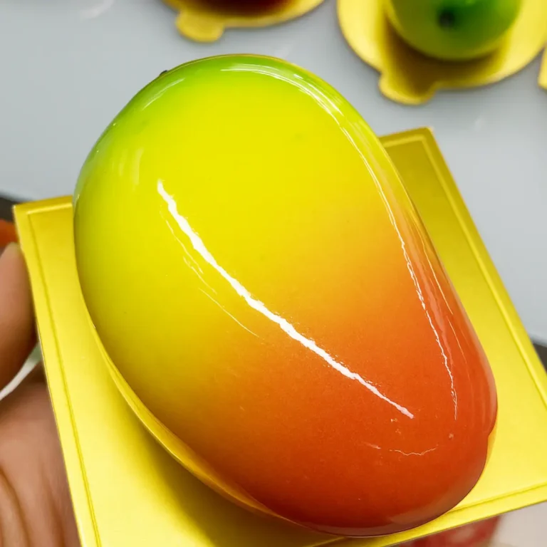 Japanese Mango Mousse Cake That Will Wow Everyone 10 Japanese mango mousse cake with vibrant red, yellow, and green gradient
