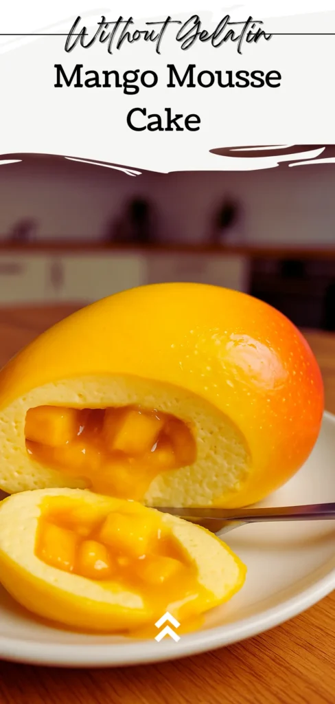 Mango mousse cake without gelatin set perfectly using natural stabilizing methods