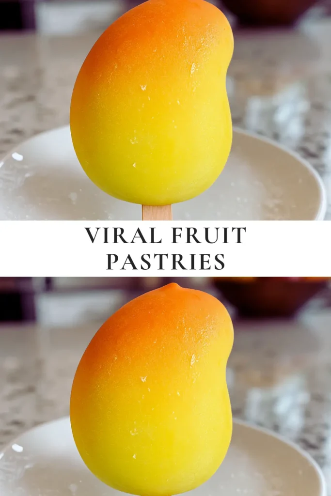 Creamy mango popsicle with smooth edges and glossy surface