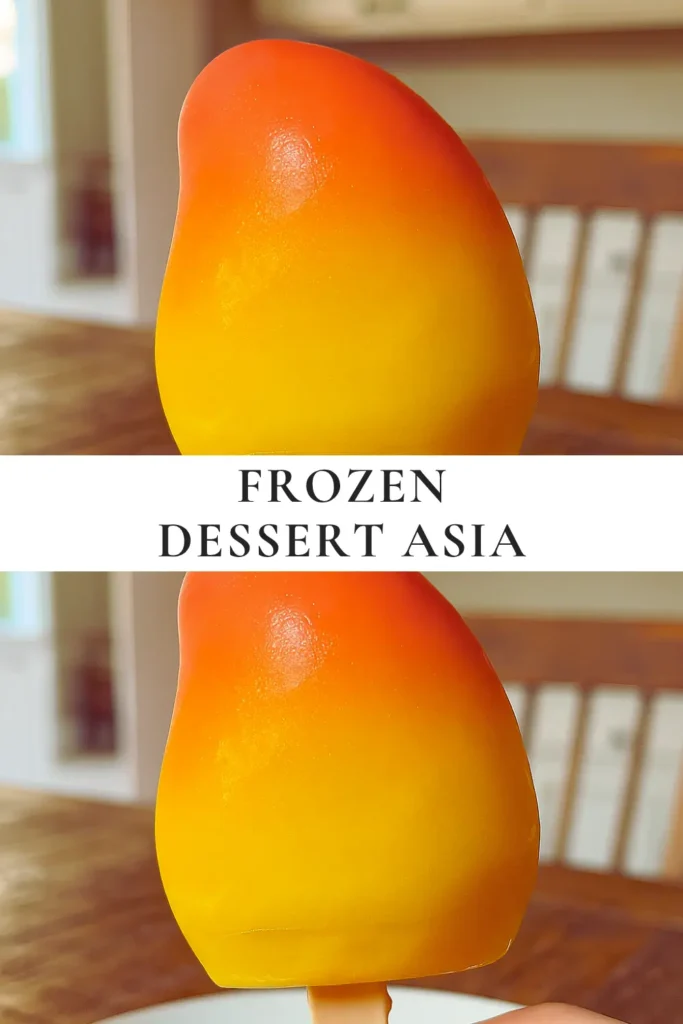 Friends of Asia Frozen Dessert molded into a lifelike mango shape