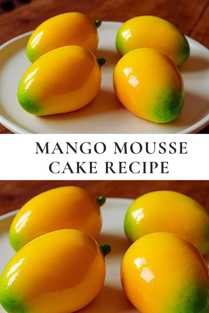 No Bake Mango Mousse Cake Recipe in mini mango-shaped servings