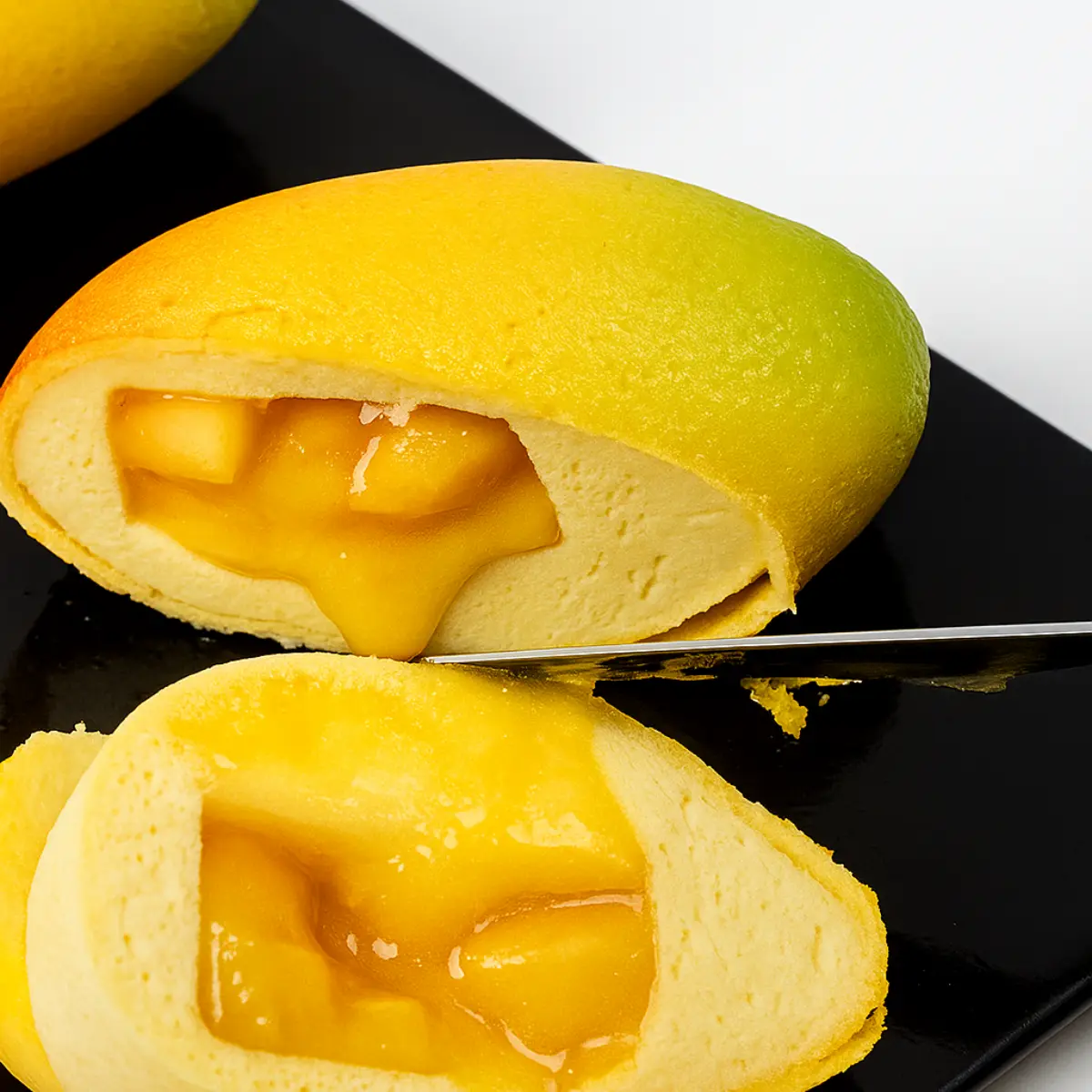 Simple Ninja Creami Ice Cream Recipes Sorbet 1 Multiple Japanese mango mousse cakes arranged on gold bases