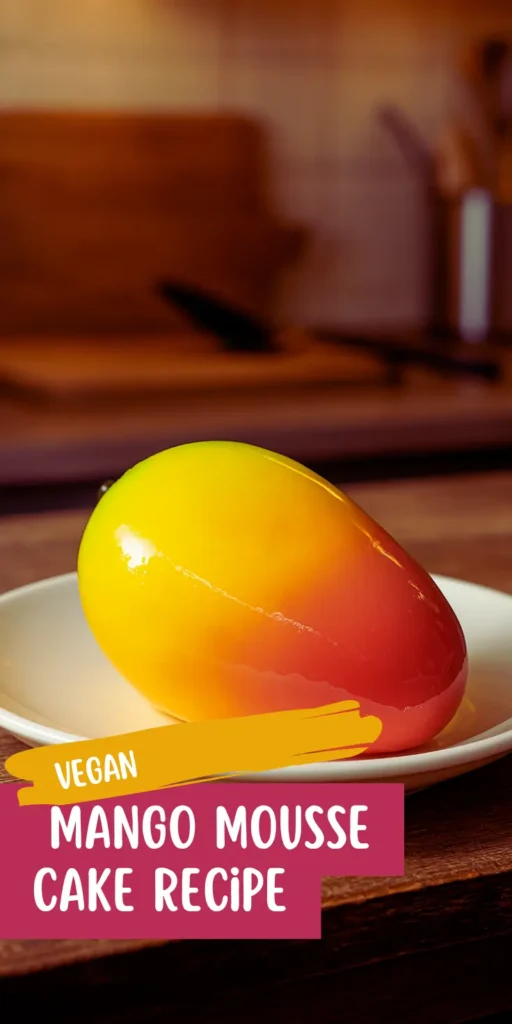 Vegan Mango Mousse Cake – 7 Irresistible Secrets You’ll Love 11 Vegan mango mousse cake shaped like a mango with yellow to green gradient glaze