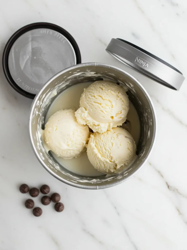 How to Make the Best Ninja Creami Milkshake Recipe at Home 24 A simple vanilla ninja creami milkshake recipe topped with whipped cream and a single cherry.