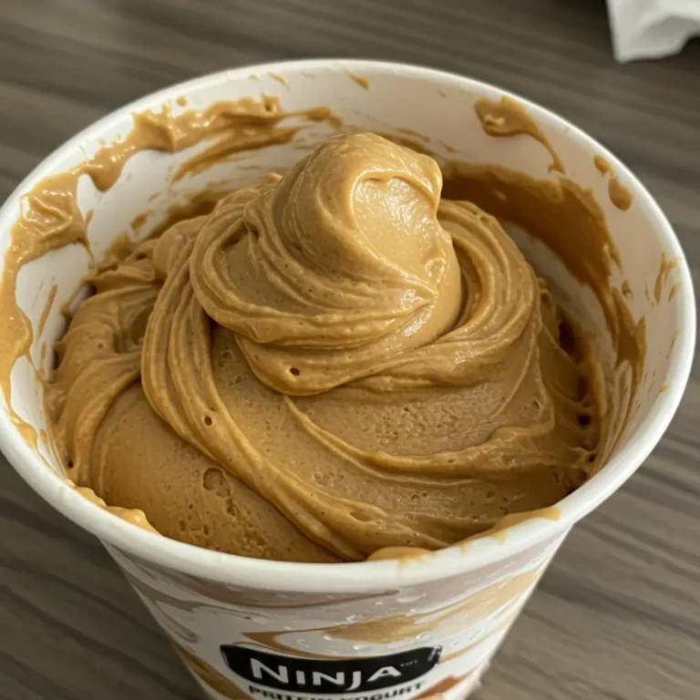 Peanut butter banana protein frozen yogurt made with our Ninja Creami swirl recipes.