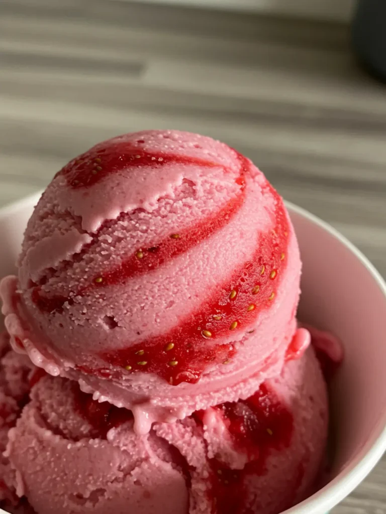 3 Ingredient Ninja Creami Recipes: Easy & Creamy Treats 28 The vibrant, smooth texture of mango sorbet from a 3 ingredient Ninja Creami recipe.