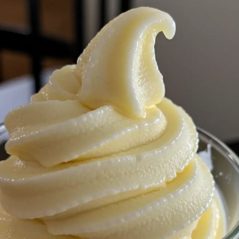 A bowl of homemade ninja creami dole whip recipe, swirled high and garnished with a fresh pineapple wedge.
