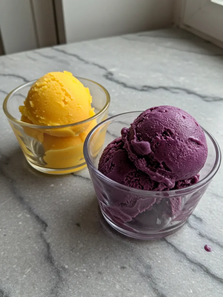 Ninja Creami Base Recipe: Easy, Creamy & Perfect Every Time 24 A vibrant scoop of raspberry sorbet in a white bowl, created using a versatile ninja creami base recipe.
