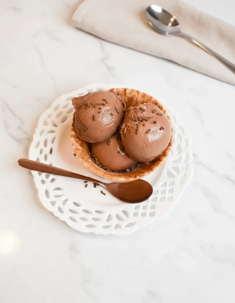 The perfectly smooth, churned texture of homemade ice cream created with ninja creami recipes with pudding mix.